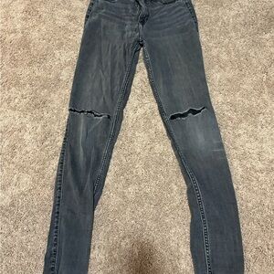 Hollister Dark Gray Distressed Skinny Jeans